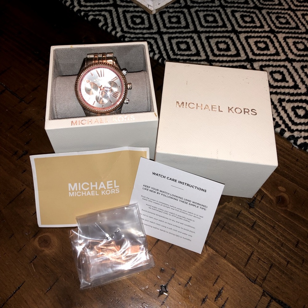 NIB! Michael Kors rose gold & silver watch!